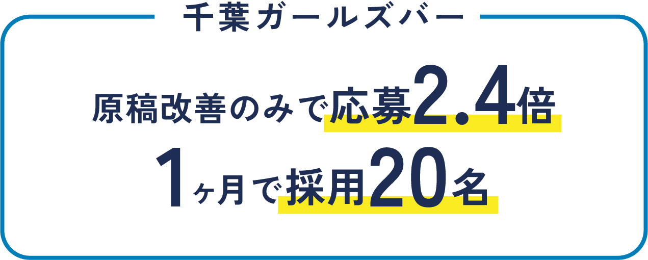千葉ガールズバー 原稿改善のみで応募2.4倍 1ヶ月で採用20名