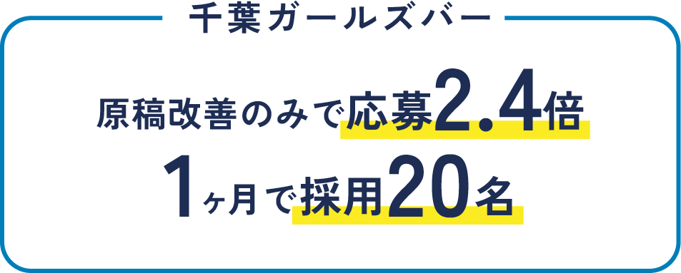 千葉ガールズバー 原稿改善のみで応募2.4倍 1ヶ月で採用20名